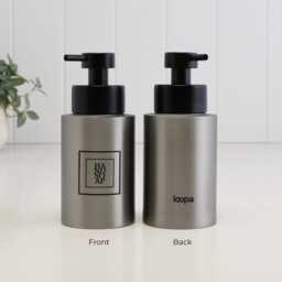 Modern Stainless Soap Pump Bottle With Customizable Square Label - 250 Ml Or 500 Refillable Dispenser Eco Sink Accent Black - thumbnail 3