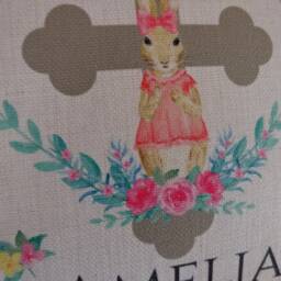 Personalised Cushion. Girls Peter Rabbit Christening Day Gift Keepsake. Baptism, Niece, God-Daughter, Daughter - thumbnail 2