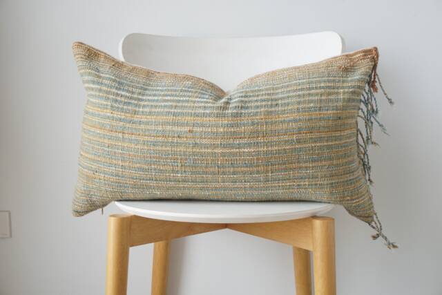 "Brown Tribal Hemp Hand Woven Natural Dye Color Pillow Cover 14"" X 24" - image 1