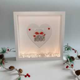 Christmas Family Personalised Pebble Art Picture Box Frame Themed Gift For Family Decoration Keepsake Wife Sister Xmas Santa - thumbnail 2