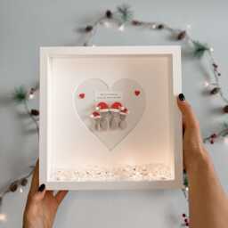 Christmas Family Personalised Pebble Art Picture Box Frame Themed Gift For Family Decoration Keepsake Wife Sister Xmas Santa