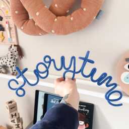 storytime Knitted Wire Word Sign. Kid's Room Decor. Wall Hanging For Book Corner, Reading Area Or Library - thumbnail 2
