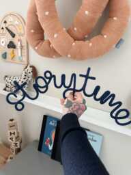 storytime Knitted Wire Word Sign. Kid's Room Decor. Wall Hanging For Book Corner, Reading Area Or Library