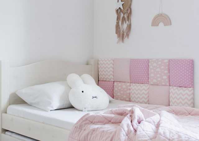 Kids Bed Headboard, Soft Cotton Montessori Sleeping Area Wall Paneling, Head & Side Padding, Fabric Cushions Pads Pillows - image 1