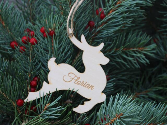Custom Reindeer With Name/Personalized Ornament/Custom Kids Name Ornament/Personalised Reindeer/Kids Gift/Baby's First Christmas - image 1