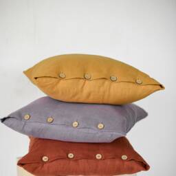 Pillowcases With Coconut Buttons/Cushion Cover Handmade Pillowcase Linen Pillow Cases Bed Modern Farmhouse - thumbnail 2