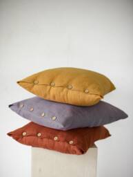 Pillowcases With Coconut Buttons/Cushion Cover Handmade Pillowcase Linen Pillow Cases Bed Modern Farmhouse - thumbnail 1