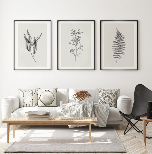 Set Of 3 Floral Art Prints Wall Decor Botanical Line Posters A5 A4 A3 A2 - image 1