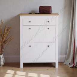 Wooden Shoe Cabinet With Drawers, Slim Freestanding Rack, Hallway Storage Unit - thumbnail 2