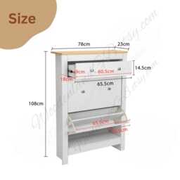 Wooden Shoe Cabinet With Drawers, Slim Freestanding Rack, Hallway Storage Unit - thumbnail 4