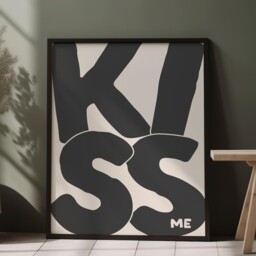 Kiss Me Print - Romantic Wall Art, Anniversary Gift, Valentine's Day Present - thumbnail 3
