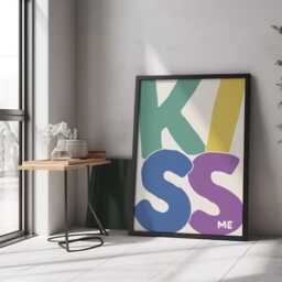 Kiss Me Print - Romantic Wall Art, Anniversary Gift, Valentine's Day Present - thumbnail 2