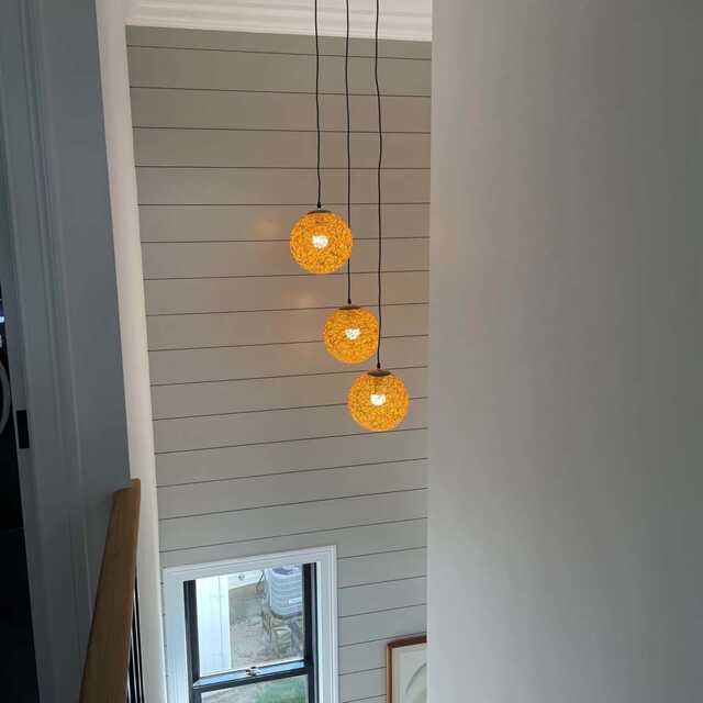 Handwoven Paper Rope Sphere Pendant Light Natural Fiber Hanging Lamp - image 1