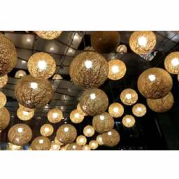 Handwoven Paper Rope Sphere Pendant Light Natural Fiber Hanging Lamp - thumbnail 3