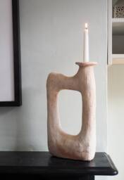 Mid-Season Sale Moroccan Tamegroute Small Unglazed Sculpture Picasso Candlestick Holder Handmade Ceramic Glazed Pottery Craftsmanship - thumbnail 1