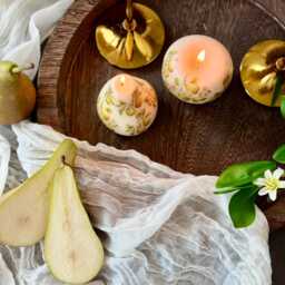 Pear Taper Candles Rustic Kitchen & Fall Centerpiece Decor - thumbnail 3