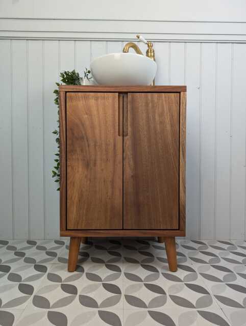 The Brampton/A Handmade Solid Sapele Wood Bathroom Vanity Unit With Tapered Legs - image 1