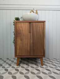 The Brampton/A Handmade Solid Sapele Wood Bathroom Vanity Unit With Tapered Legs