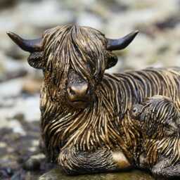 Highland Cow Family Resin Statue Home Garden Cattle Sculpture Outdoor Ornament - thumbnail 2