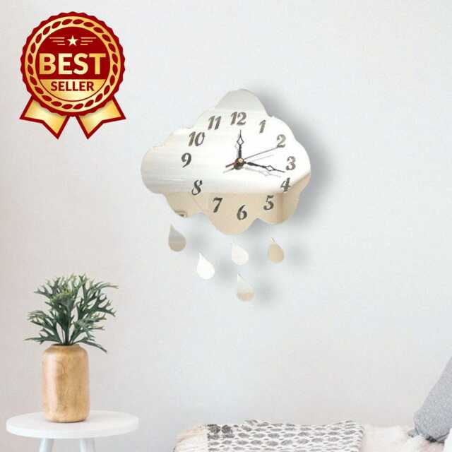 Raindrops & Cloud Acrylic Clock - Many Colours Available - Bespoke Shapes & Sizes Made - image 1