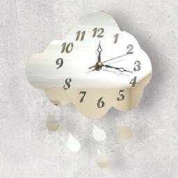 Raindrops & Cloud Acrylic Clock - Many Colours Available - Bespoke Shapes & Sizes Made - thumbnail 2