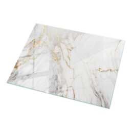 Elegant Marble With Veins Glass Table Top, White Durable Tempered Tabletop, Cover - thumbnail 2