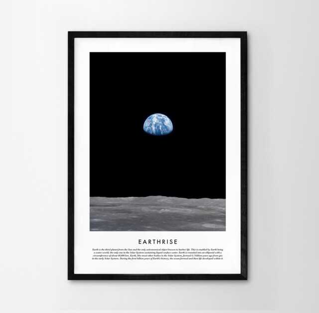 Earthrise Poster Print Home Wall Decor Art Universe Posters Apollo Nasa Contemporary - image 1