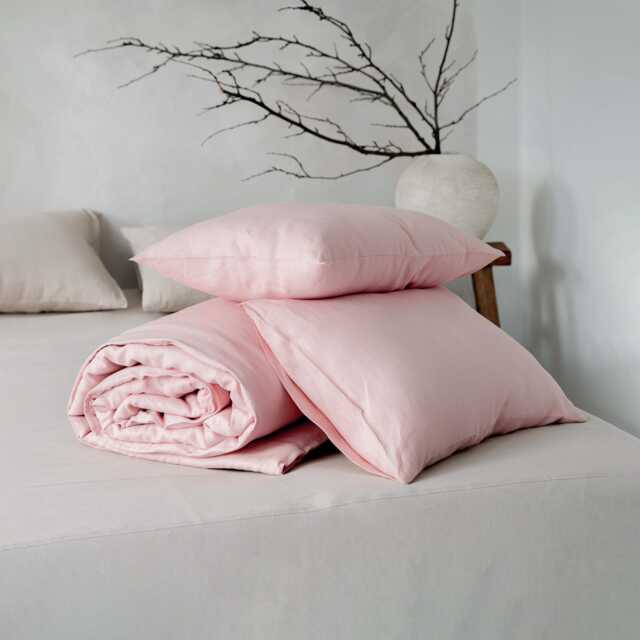Natural Duvet Cover Set With Pillowcases, Queen, Twin, Full, Double, King Linen Bedding Sets in Dusty Rose - image 1