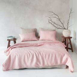 Natural Duvet Cover Set With Pillowcases, Queen, Twin, Full, Double, King Linen Bedding Sets in Dusty Rose - thumbnail 2