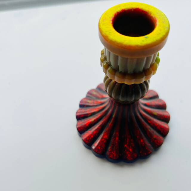 Neon Bright Resin Ridged Candle Holder - image 1