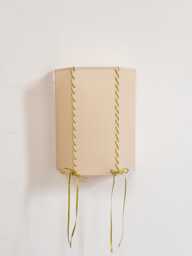 Handmade Parchment Paper Wall Light - Spanish Stitched Sconce Ambient Bedroom Lighting Unique Lamp Whipstitch - thumbnail 1
