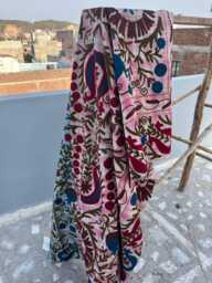 Handcrafted Cotton Kantha Suzani Quilt - Reversible Floral Patchwork Bedspread For King Size Bed With Traditional Indian Embroidery - thumbnail 1