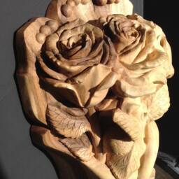 Ukraine Wood Carving, Rouses Carved, Bouquet Of Roses, Carved Flowers, Authored Carving - thumbnail 2