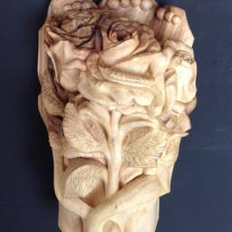 Ukraine Wood Carving, Rouses Carved, Bouquet Of Roses, Carved Flowers, Authored Carving - thumbnail 3