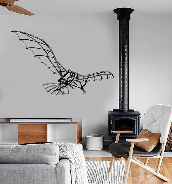 Wall Vinyl Decal Leonardo Da Vinci Flying Machine Italy Mural Sticker 1684Dz - image 1
