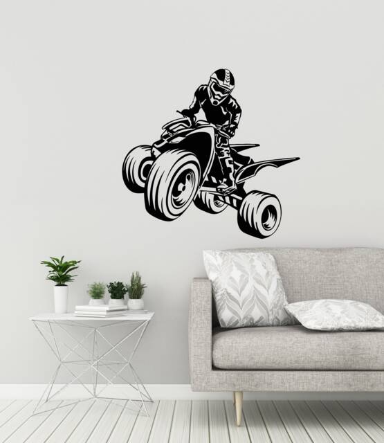 Quad Bike Vinyl Wall Decal Sport Atv Garage Man Cave Decor Stickers Mural - #3018Di - image 1