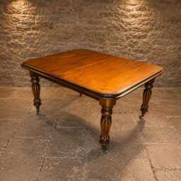 Victorian Walnut Extending Dining Table - Turned Legs, Original Castors, 19Th Century Farmhouse Style - thumbnail 2