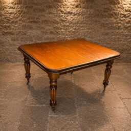 Victorian Walnut Extending Dining Table - Turned Legs, Original Castors, 19Th Century Farmhouse Style - thumbnail 3