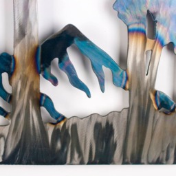 Mountain Art, Forest Metal Wall Hanging, Minimalist Modern Rural Landscape, Country Home Decor, Blacksmith - thumbnail 3