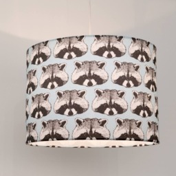 Raccoon Print Lampshade - Handmade Cotton Animal Light - thumbnail 2
