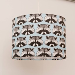 Raccoon Print Lampshade - Handmade Cotton Animal Light - thumbnail 1
