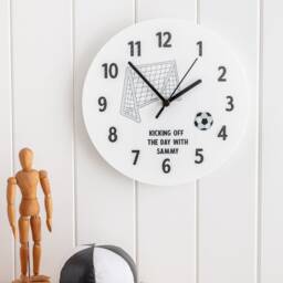 Football Personalised Sports Themed Clock - Children's The Gifting Knot Made in Britain - thumbnail 1