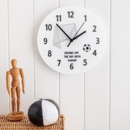 Football Personalised Sports Themed Clock - Children's The Gifting Knot Made in Britain - thumbnail 2
