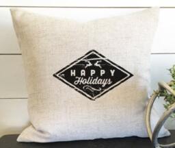 Happy Holidays 18x18 Pillow Cover, Christmas Decor, Gift, Winter Decor - thumbnail 1
