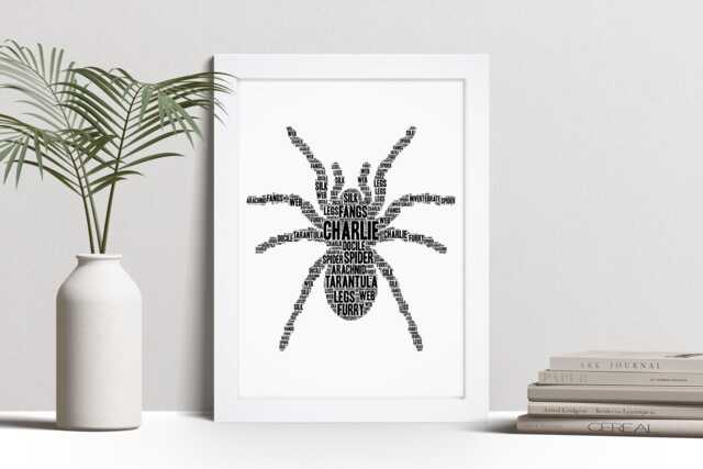 Personalised Tarantula Word Art Print, Spider Lover Gift, Custom Wall Framed Picture, Present For Men, Women Nl - image 1