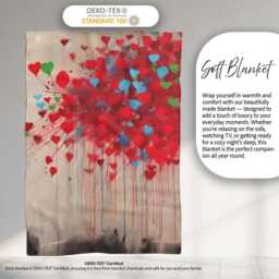 Girl Releasing Colourful Heart Balloons Street Art, All Season Comfort, Stylish Room Decoration - Super Soft Fleece Blanket Bed Sofa Throw - thumbnail 3