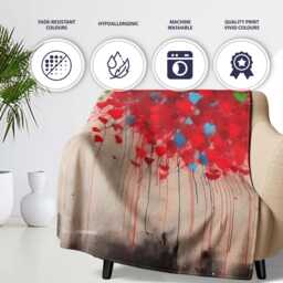 Girl Releasing Colourful Heart Balloons Street Art, All Season Comfort, Stylish Room Decoration - Super Soft Fleece Blanket Bed Sofa Throw - thumbnail 2