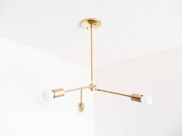 Brass Ceiling Light - Pinwheel Pendant Chandelier Flush Mount Bathroom Lighting Dining Room Contemporary Minimalist Ul Listed - image 1