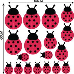 Full Colour Lady Bird Bug Set Of 18 Wall Decal Kids Sticker Bedroom Decorative Nature - thumbnail 2