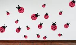 Full Colour Lady Bird Bug Set Of 18 Wall Decal Kids Sticker Bedroom Decorative Nature - thumbnail 1